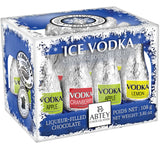 Assortment of 12 bottle shaped truffles filled with vodka. Brand: Abtey, France