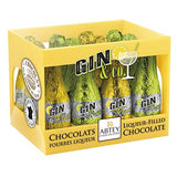 Assortment of 12 bottle shaped truffles filled with gin. Brand: Abtey, France
