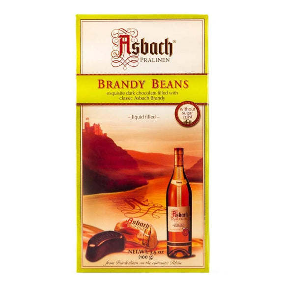 Dark chocolate filled with classic full-bodied Asbach Brandy. Brand: Asbah, Germany.