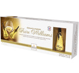 Pear-shaped dark chocolates filled with Poire Williams Brandy, packed in a gift box. Brand: Abtey, France.