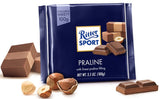 Milk Chocolate With Praline Bar. Creamy premium praline filling. Hazelnuts, roasted and finely ground, give it an intense, nutty taste. Brand: Ritter, Germany.