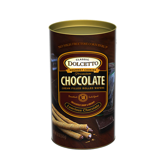 European Style Chocolate Rolled Wafers Canister