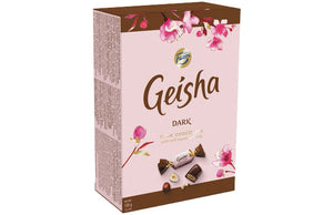 Geisha Dark Chocolate with Hazelnut Filling Box. Brand: Fazer, Finland.