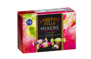 Chocolate Mixer Liqueur Fills Assortment Box. Dark chocolate with European liqueurs. Brand: Fazer, Finland.