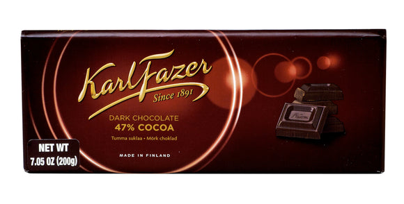 Dark Chocolate Bar 47%. Brand: Fazer, Finland.