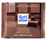 Milk Chocolate with Cocoa Mousse Bar. Made with Alpine milk chocolate 30%. Brand: Ritter, Germany.