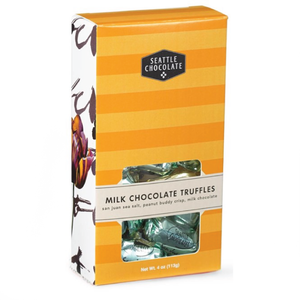 Milk Chocolate Truffle Box. 3 flavors. Gluten-Free. Non-GMO. Kosher Dairy. Brand: Seattle Chocolate, USA.