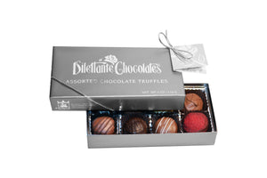Deluxe Chocolate Truffle Gift Box - 8 Piece. Assortment of dark, milk, and white chocolate. All natural. Brand: Dilettante, USA.