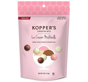 Bite-size assorted flavors of ice cream balls. Brand: Kopper’s, USA.