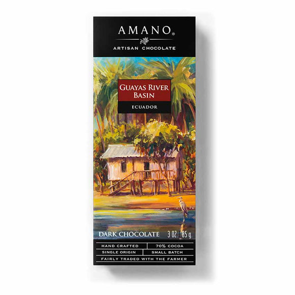 Dark  chocolate made with beans from the Guayas River flood-plain in Ecuador. Brand: Akesson’s, France.