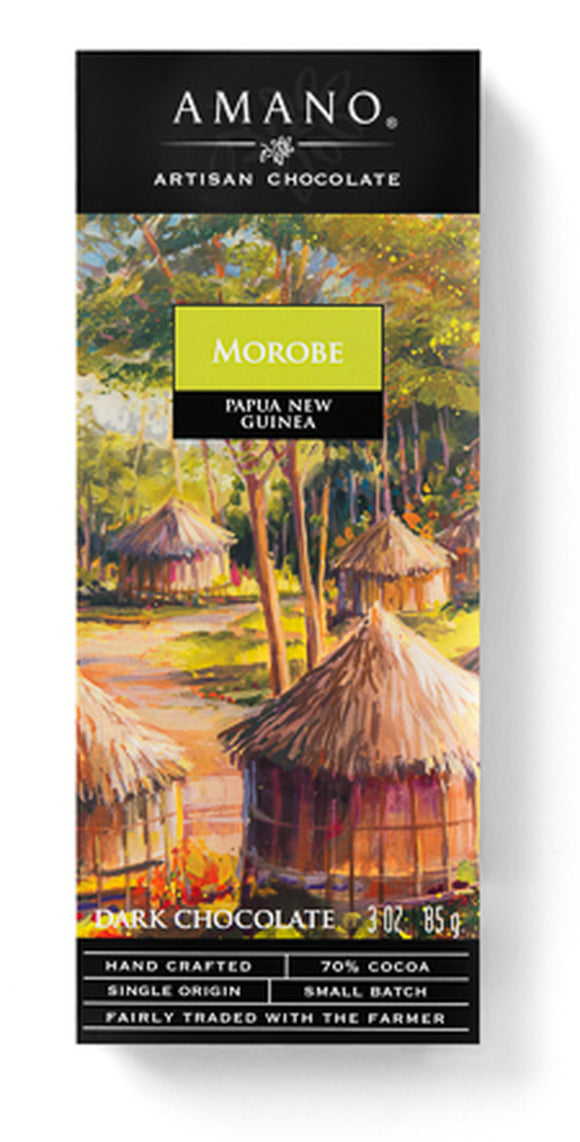 Dark chocolate made from cocoa grown in the wilds of the Morobe province in Papua New Guinea. Brand: Amano, USA.