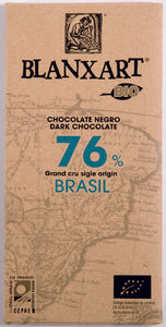Brasil Eco-Organic Bar. Dark chocolate 76%. Brand: Blanxart, Spain.