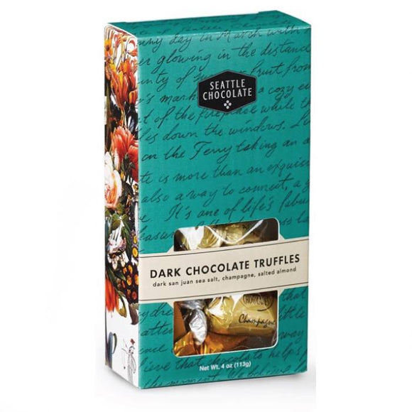 Dark Chocolate Truffle Box. 3 flavors. Gluten-Free. Non-GMO. Kosher Dairy. Brand: Seattle Chocolate, USA.