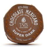 Super Dark Disc. Mexican style Dark chocolate 85%. Two discs per pack. Certified Organic. Direct Trade. Gluten-Free. Kosher. Non-GMO. Brand: Taza, USA.