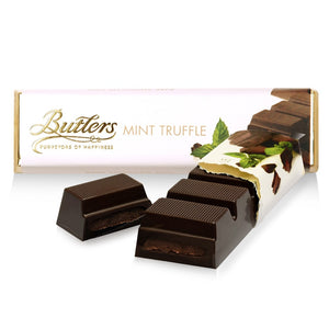 58% dark chocolate and crispy mint center. Brand: Butlers, Ireland.