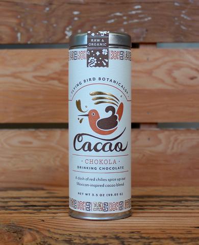 Chokola Cacao - Drinking Chocolate Tin. Organic Certified. Brand: Flying Bird Botanicals, USA.