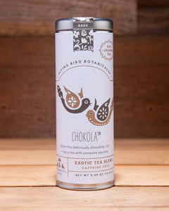 Chokola - 6 Tea Bag Tin - Exotic Blend. Organic Certified. Caffeine Free. Brand: Flying Bird Botanicals, USA.