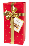 Liqueur-Filled Assorted Pralines Gift Box. Belgian chocolate - white, milk and dark chocolate assortment with premium liqueurs. Red box wrap. Brand: Duc d’O, Belgium.