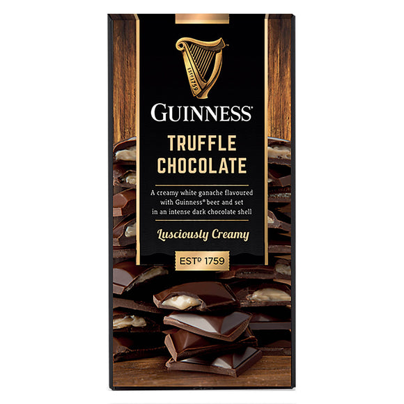 Dark Chocolate Guinness Truffle Bar. Ganache flavored with Guinness beer in a dark chocolate shell. Brand: Guinness, Ireland.
