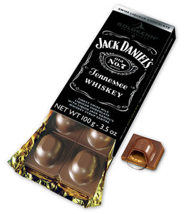 Jack Daniel’s Liquor Bar. Swiss milk chocolate 37% with Liquor. Brand: Goldkenn, Switzerland.