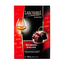 Truffles with a real cherry and liquid brandy. Packed into a gift box. Brand: Laroshell, Germany.