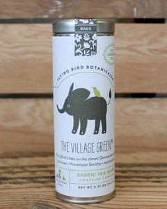 The Village Green - 6 Tea Bag Tin - Exotic Blend. Organic Certified. Caffeinated. Brand: Flying Bird Botanicals, USA.