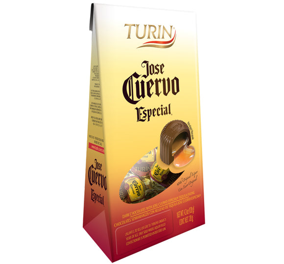 Jose Cuervo Tequila Liqueur Chocolates. ﻿Dark Chocolates filled with the Jose Cuervo Tequila. Brand: Turin, Mexico.